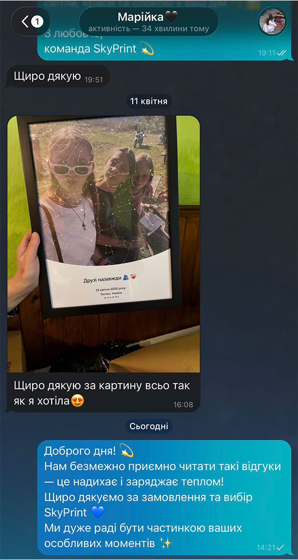 Відгук клієнта про зоряну карту